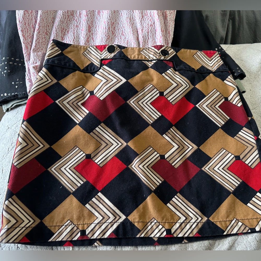 Fun block print mini skirt
